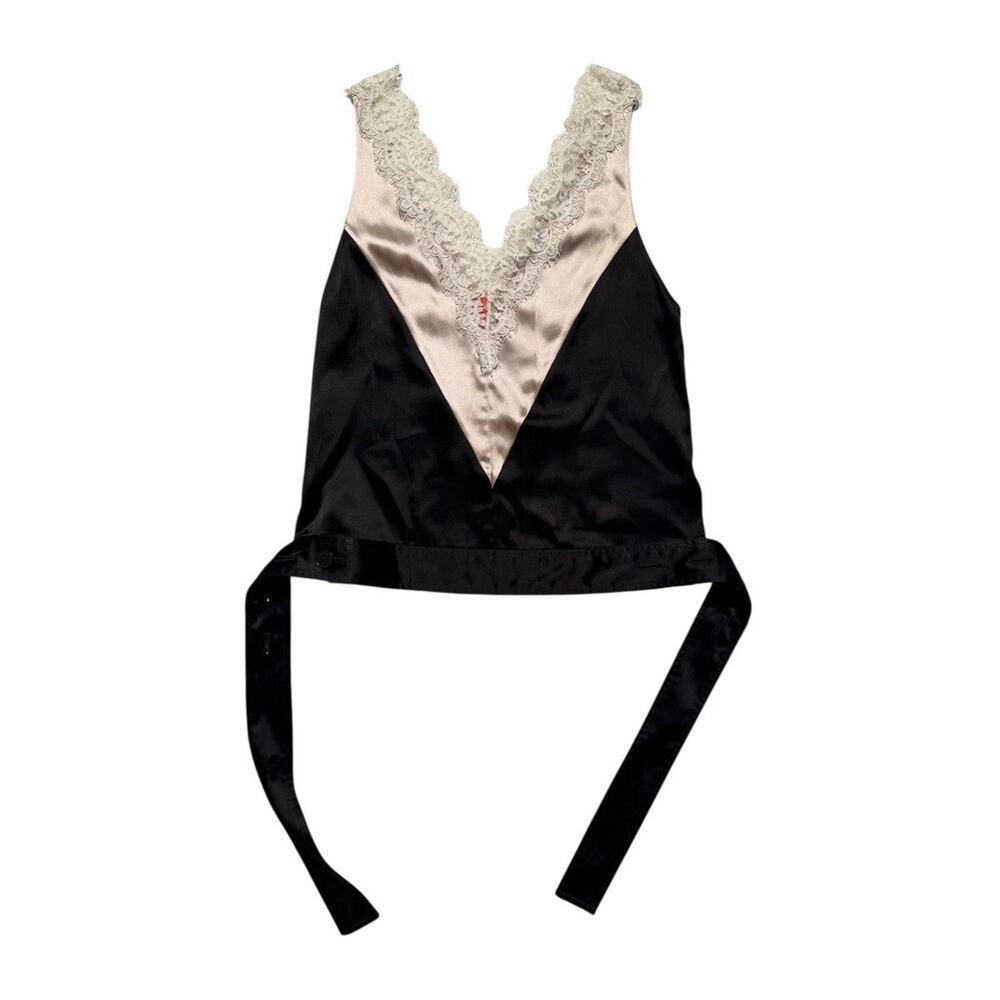 $1,091 satin lace paneled blouse